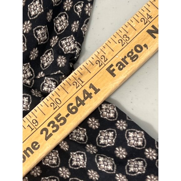 J Jill Supima Top Large Black Floral Ruffle Sleeve Bohemian Chic Summer Blouse - Picture 7 of 9